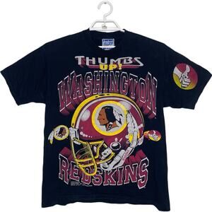 Vtg 90s Washington‎ Redskins Thumbs Up Graphic Tee Helmet Single Stitch NFL Sz L